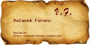 Valasek Ferenc névjegykártya